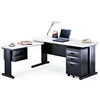 TN-180D L型辦公桌組(含ABS薄抽及黑體活動櫃+側桌)