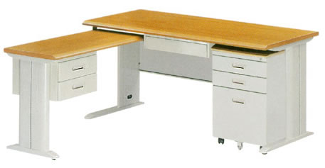 CD-180C L型辦公桌組(含ABS薄抽及0.5活動櫃+吊抽側桌) - 點擊圖像關閉