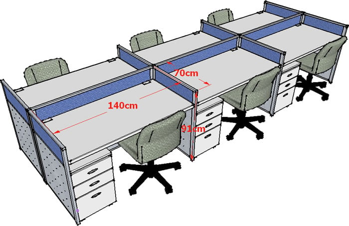 2.5公分屏風對坐六人組(桌寬140CM)高91公分 - 點擊圖像關閉