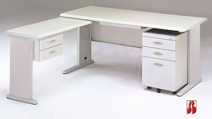 LD-140C L型辦公桌組(含塑膠中抽+高活動櫃+吊抽側桌) - 點擊圖像關閉