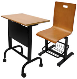 HZ102I-5 木質造型活動式課桌椅(含桌椅)(可掀式桌板、活動輪、造形式桌腳)
