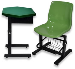 HZ108K-1 學生六角升降課桌椅