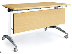 FAT 掀合式培訓桌會議桌(桌面直角封邊)(有擋板及置物架)