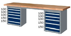 WAD-77051N WAD-77051F WAD-77051S WAD-77051W 雙櫃型重量型工作桌(四種桌板選擇)