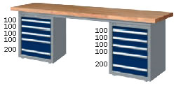WAD-77053N WAD-77053F WAD-77053S WAD-77053W 雙櫃型重量型工作桌(四種桌板選擇)