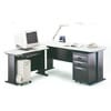 CD-160D L型辦公桌組(含ABS薄抽及黑體活動櫃+側桌)