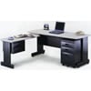 HU-180D L型辦公桌組(含ABS薄抽及黑體活動櫃+側桌)