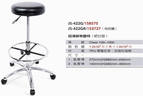 JS-422G 超清靜無塵椅(厚墊型)