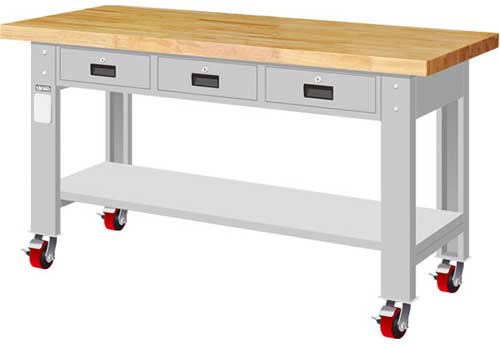 WAT-5203 WAT-6203 加輪橫式三屜重量型工作桌(六種桌板及二種桌長選擇) - 點擊圖像關閉