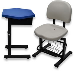 HZ108H-1 學生六角升降課桌椅
