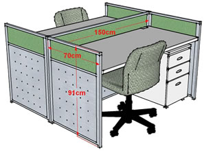 2.5公分屏風對坐二人組(桌寬150CM)高91公分