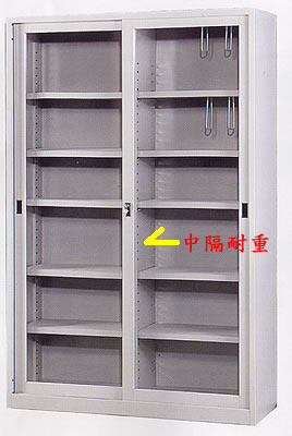 2AKG118G 4*6尺 A級連座玻璃鐵櫃、書櫃(有中隔)