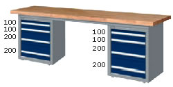 WAD-77041N WAD-77041F WAD-77041S WAD-77041W 雙櫃型重量型工作桌(四種桌板選擇)