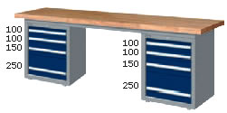 WAD-77042N WAD-77042F WAD-77042S WAD-77042W 雙櫃型重量型工作桌(四種桌板選擇)
