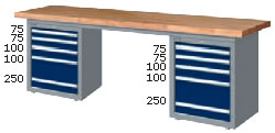 WAD-77054N WAD-77054F WAD-77054S WAD-77054W 雙櫃型重量型工作桌(四種桌板選擇)
