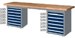 WAD-77061N WAD-77061F WAD-77061S WAD-77061W 雙櫃型重量型工作桌(四種桌板選擇)